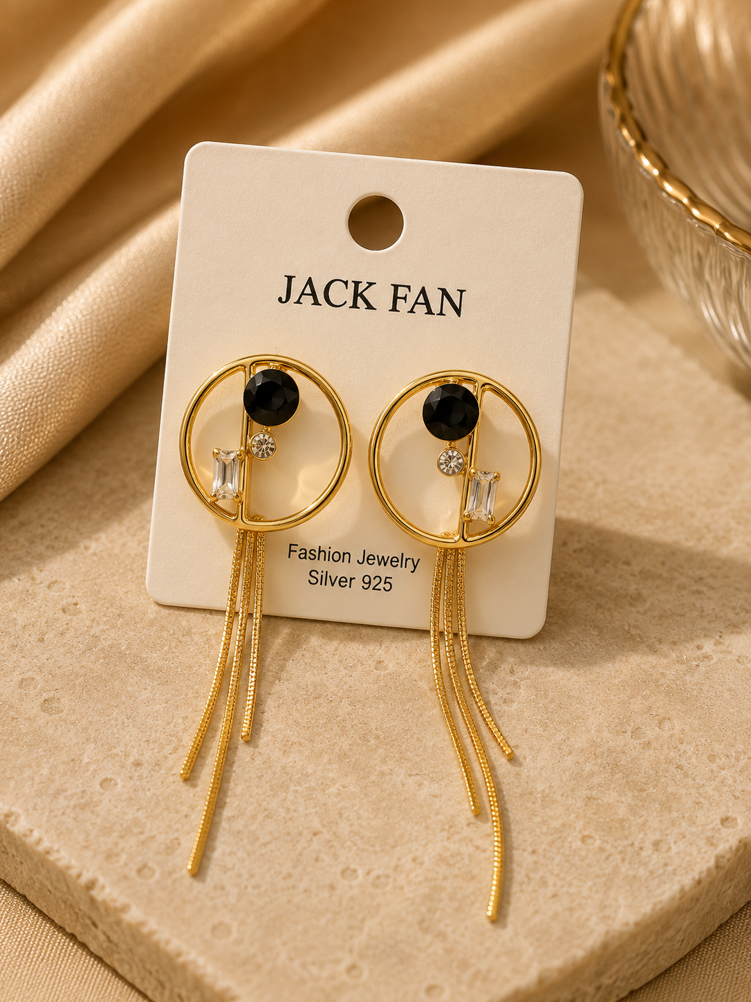 Golden earrings with navy blue touch ✨