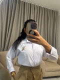 Cropped cotton chemise 🤍You can Style it the way u want ✅ + choose your brooch as a gift ✅