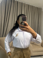 Cropped cotton chemise 🤍You can Style it the way u want ✅ + choose your brooch as a gift ✅