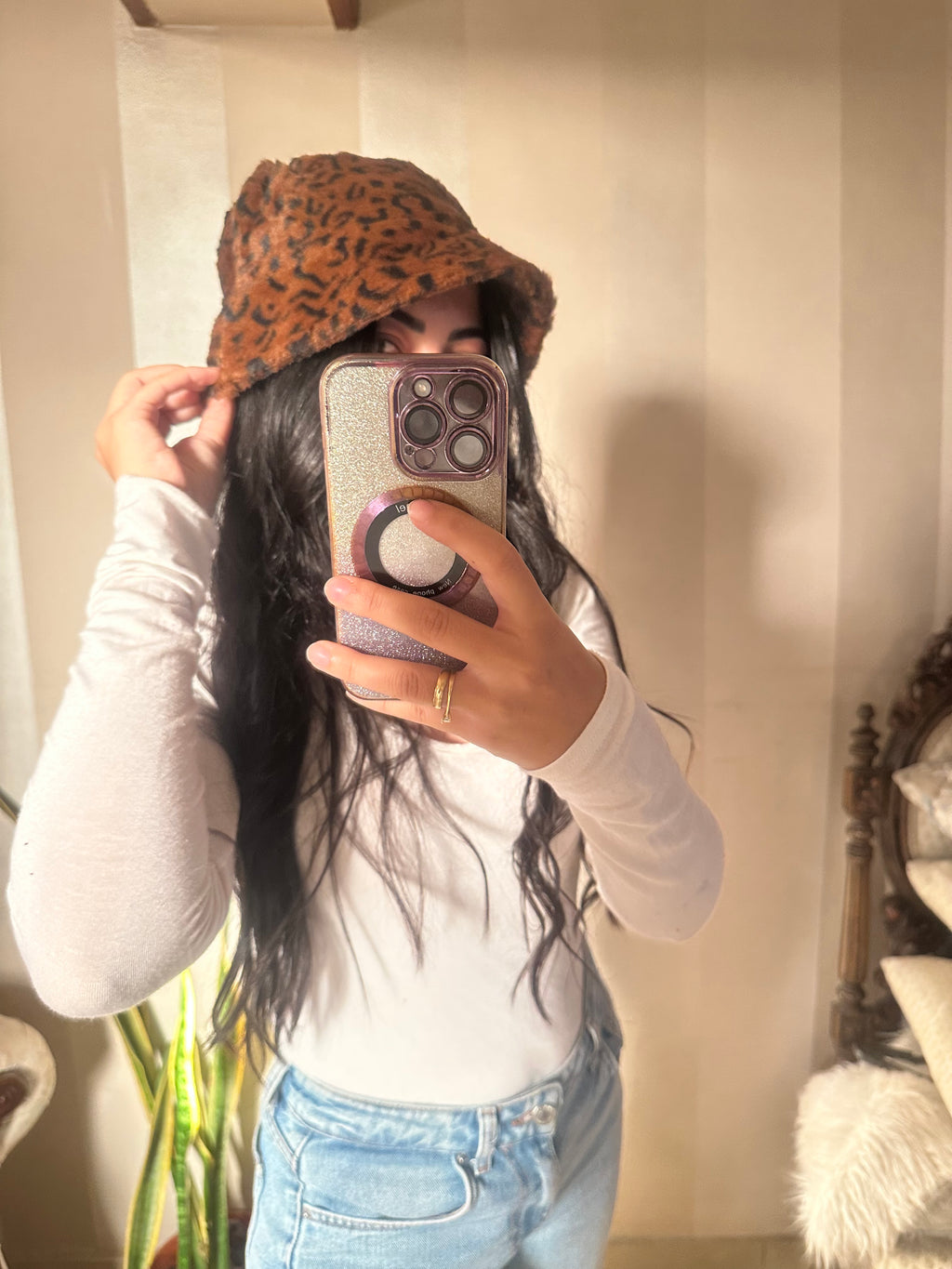 Fur Bucket hat 🥰 leopard Design✨
