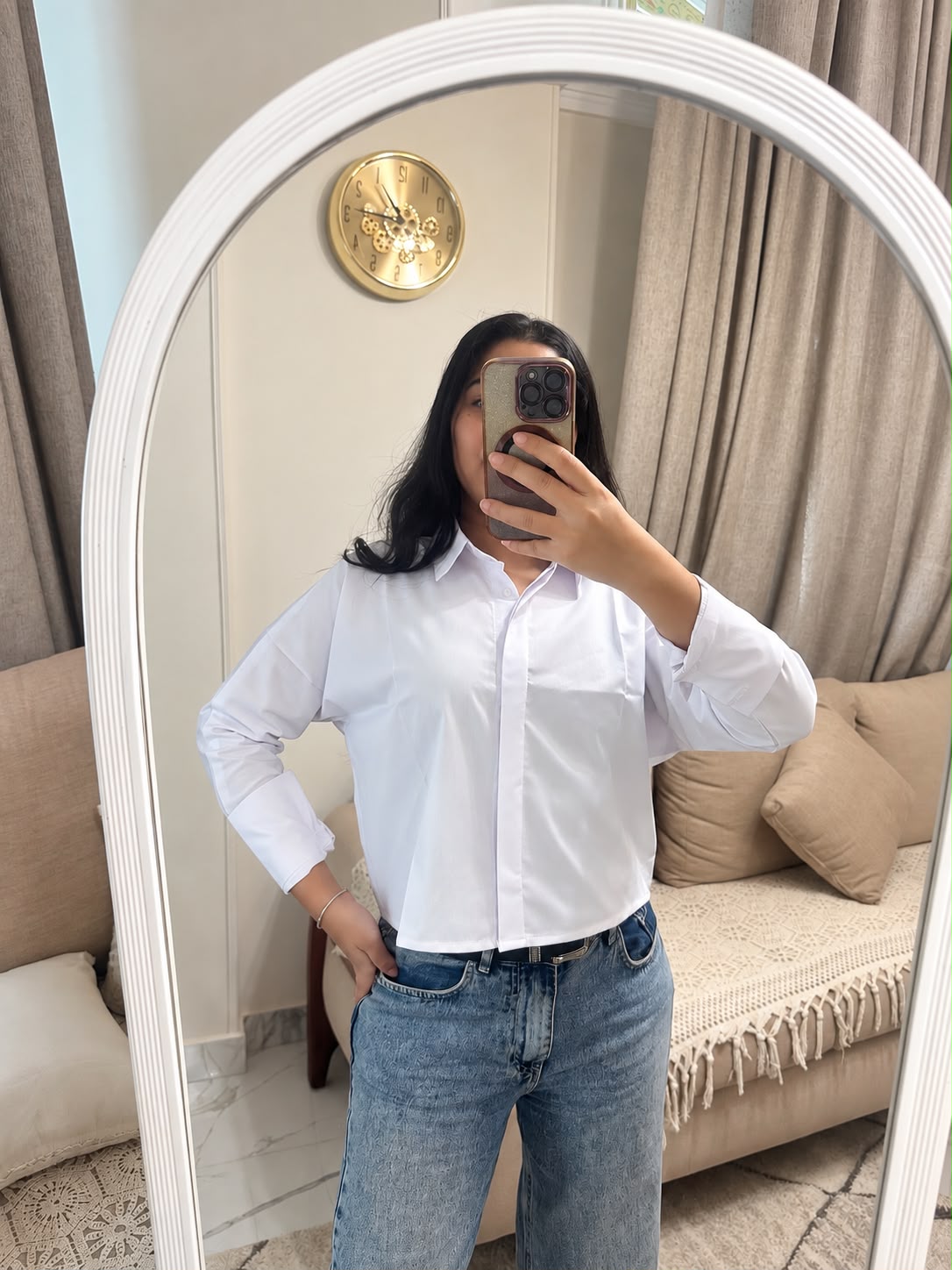 White Cropped Cotton Chemise