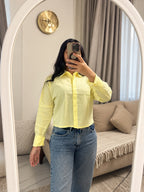 Butter yellow cropped cotton chemise