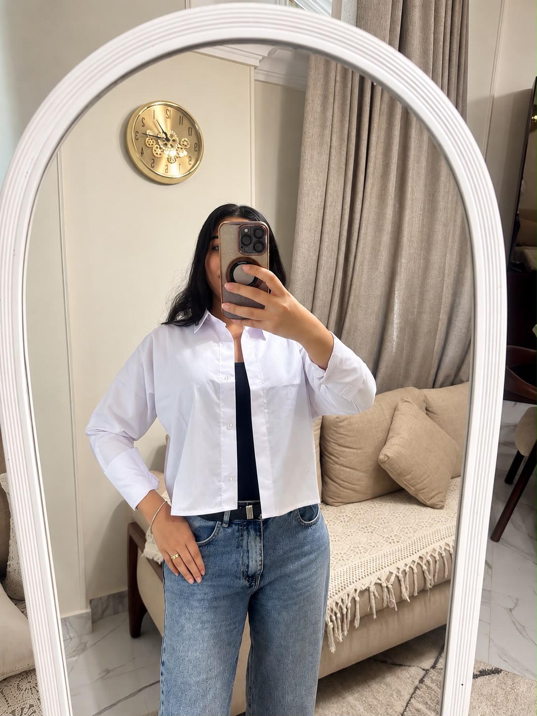 White Cropped Cotton Chemise