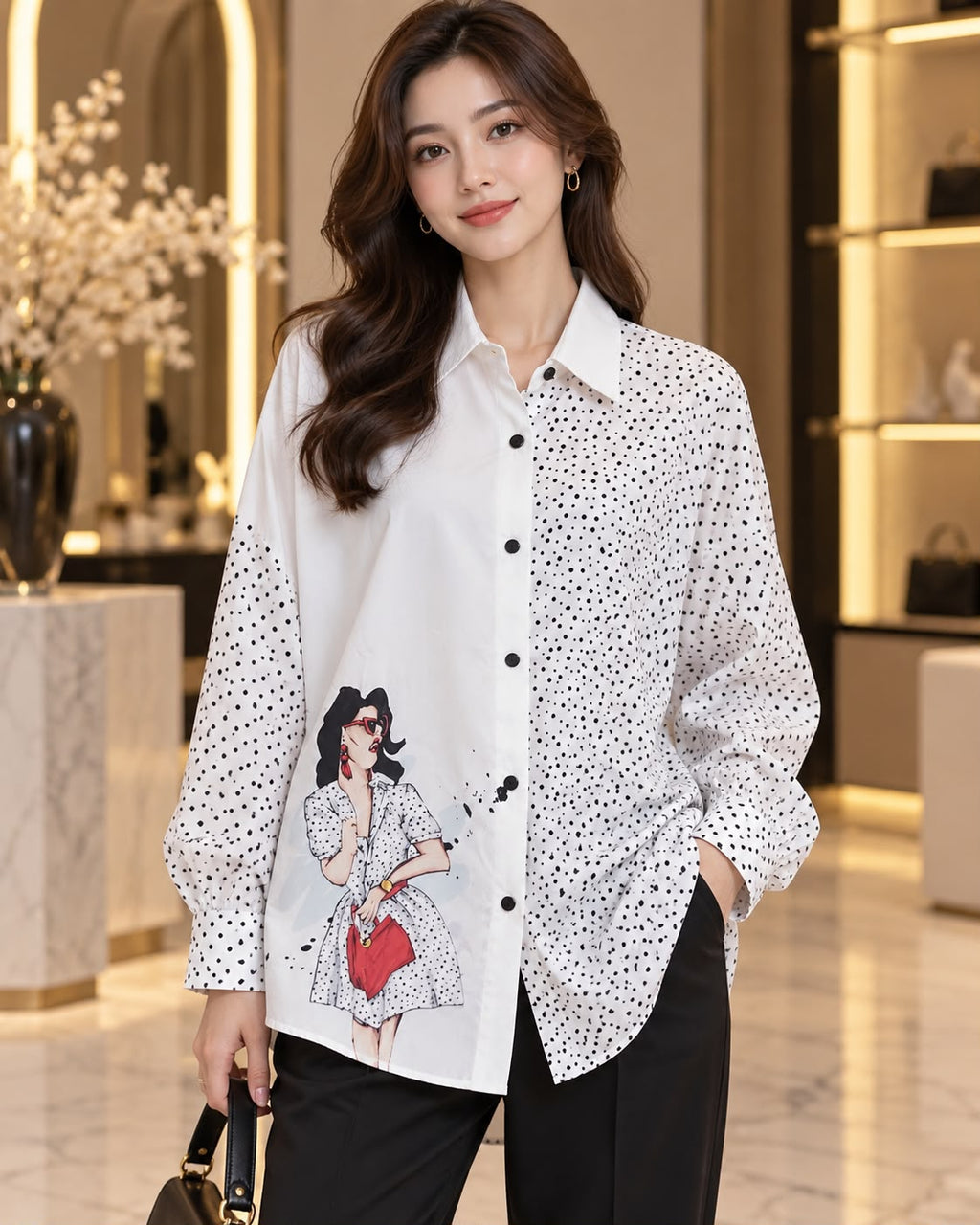 Printed long chemise