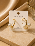 Golden white simple unique earrings ✨