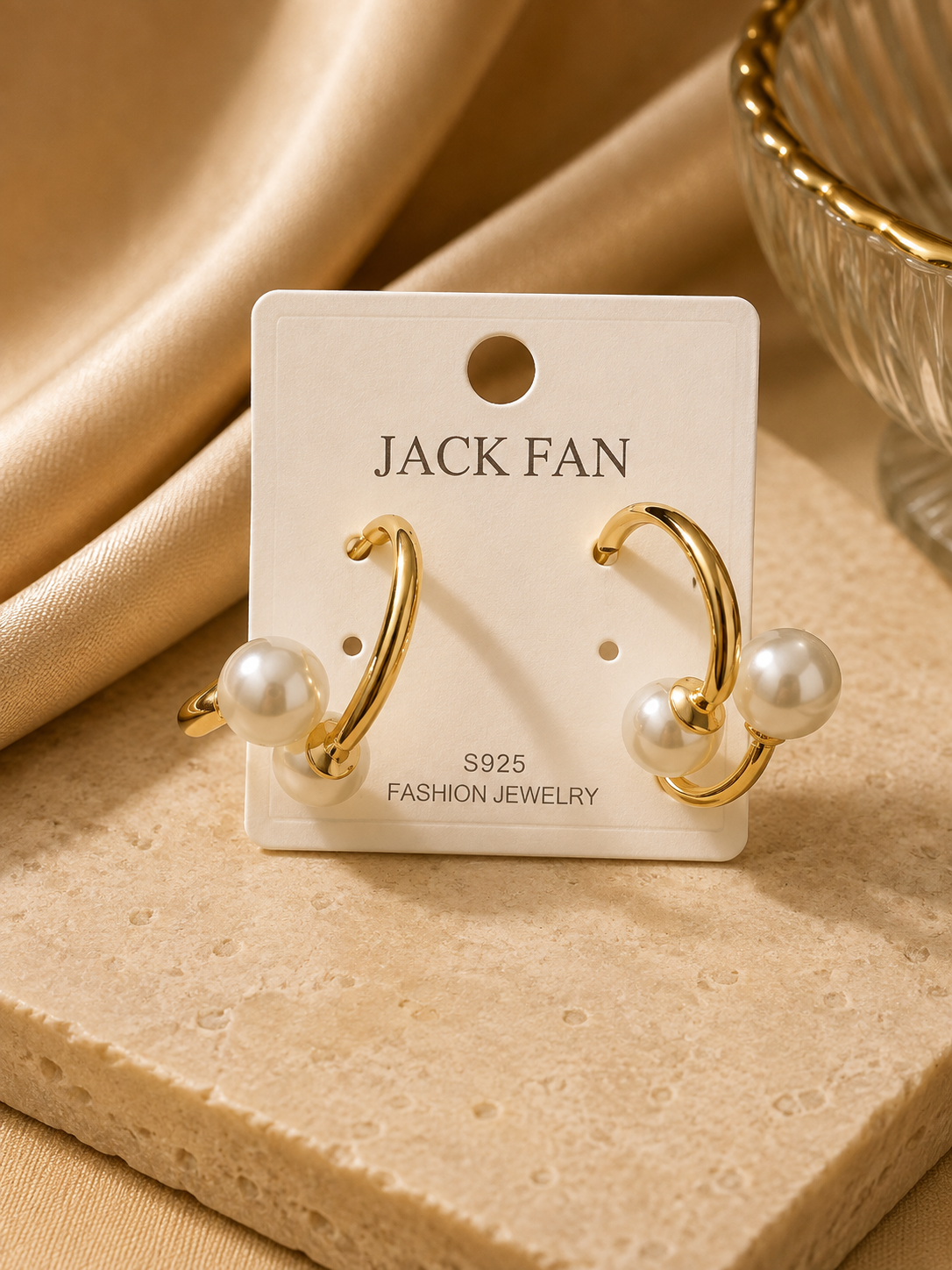 Golden white simple unique earrings ✨
