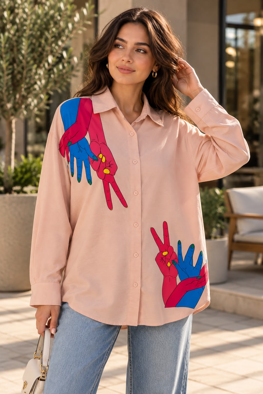 Printed long chemise