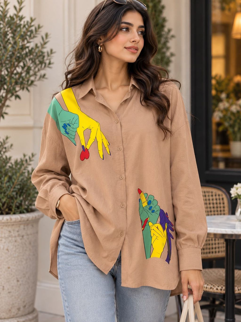 Printed long chemise