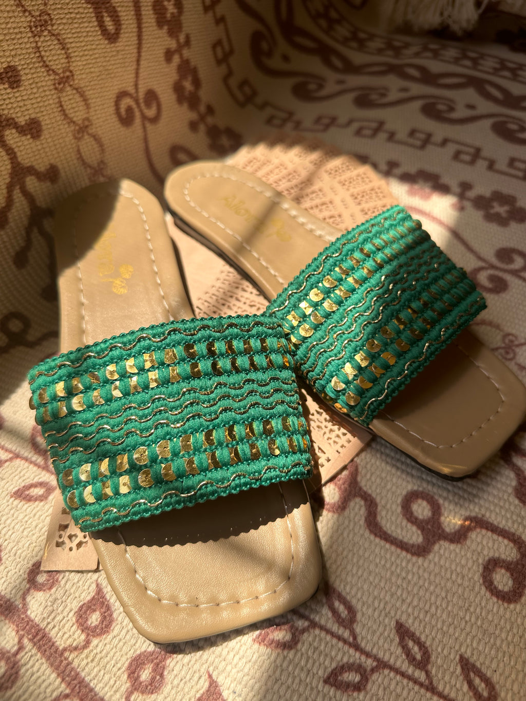 Green with golden touch Slipper 💚