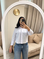 White Cropped Cotton Chemise