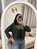 Olive Green cropped cotton chemise