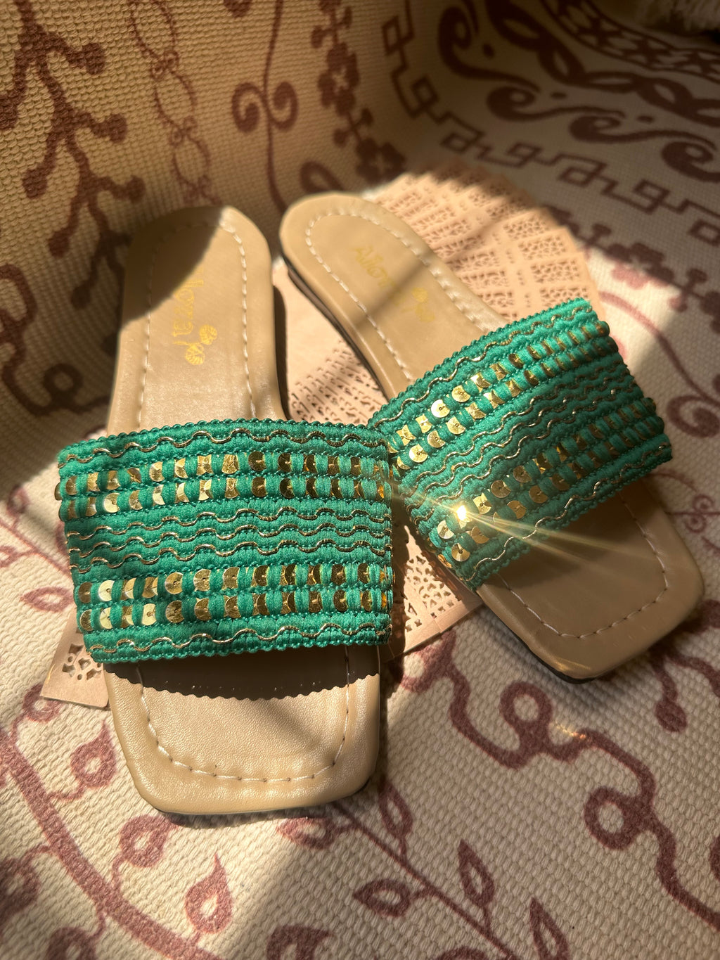 Green with golden touch Slipper 💚