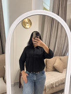 Black cropped cotton chemise