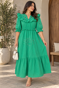 Turkish cotton Dress with Gobior fabrics . فستان قطن مع جُبير تركي .