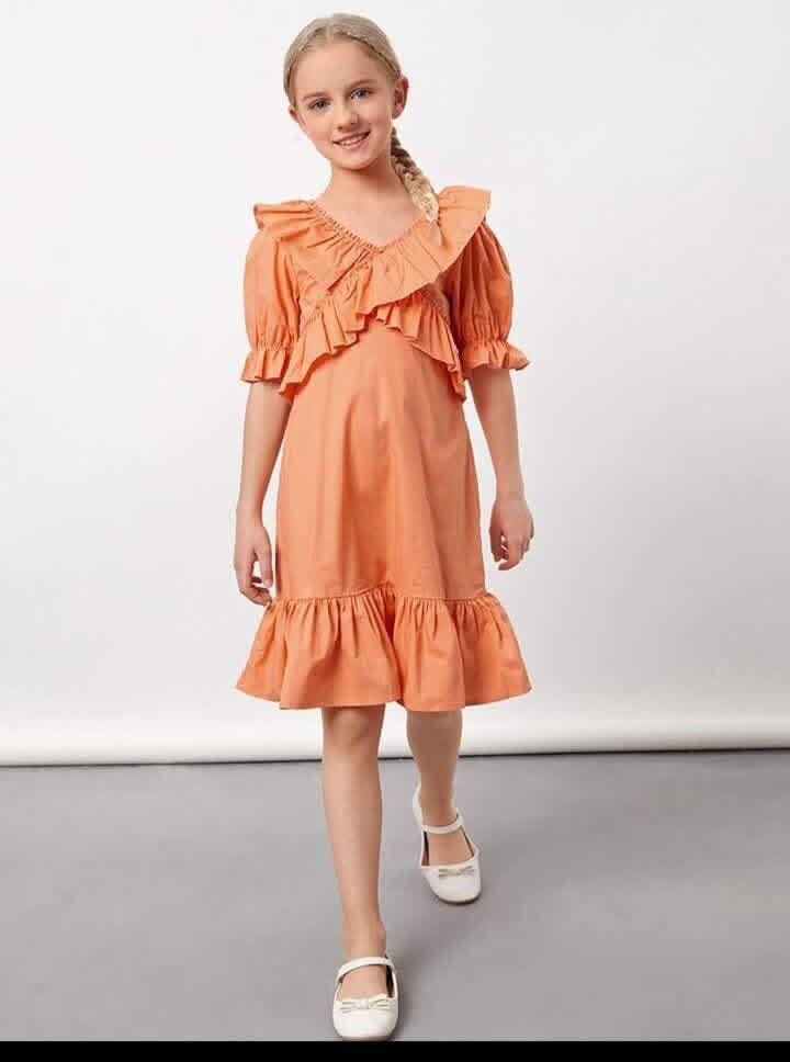 Orange Dress . Cute color  for kids