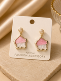 Pink with touch of white gold simple earrings ✨