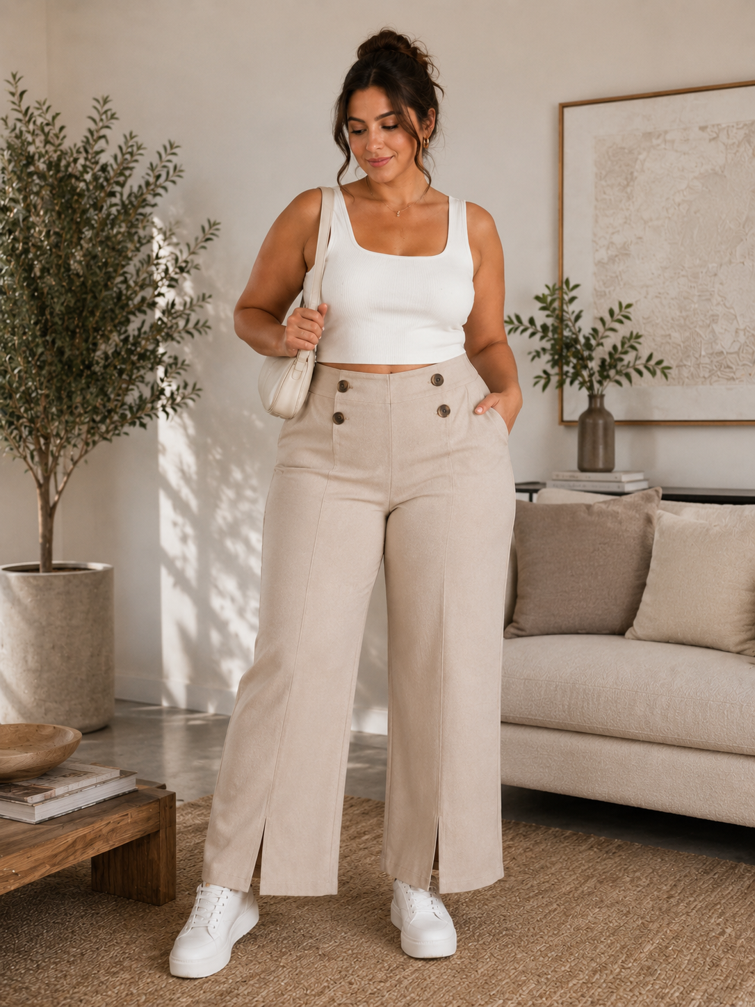 Beige Classic Pants . Curvy sizes are available ✅